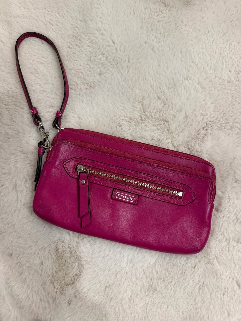 COACH Pink Leather Wristlet Clutch